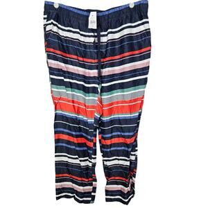 NEW Ann Taylor Loft M Loose Drawstring Pant Coastal Preppy Nautical Stripe